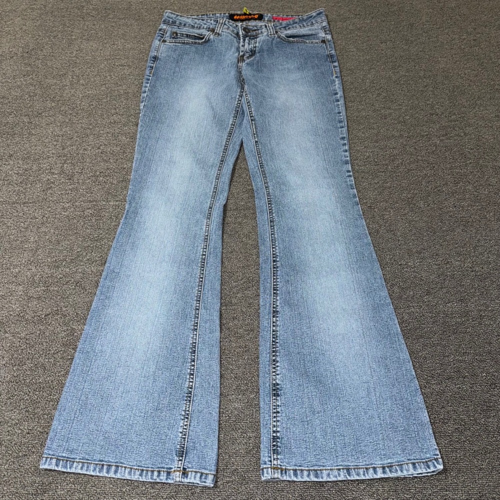 Dollhouse Low Rise Flare Jeans Light Wash Blue Y2K Denim Juniors Size 5 Casual